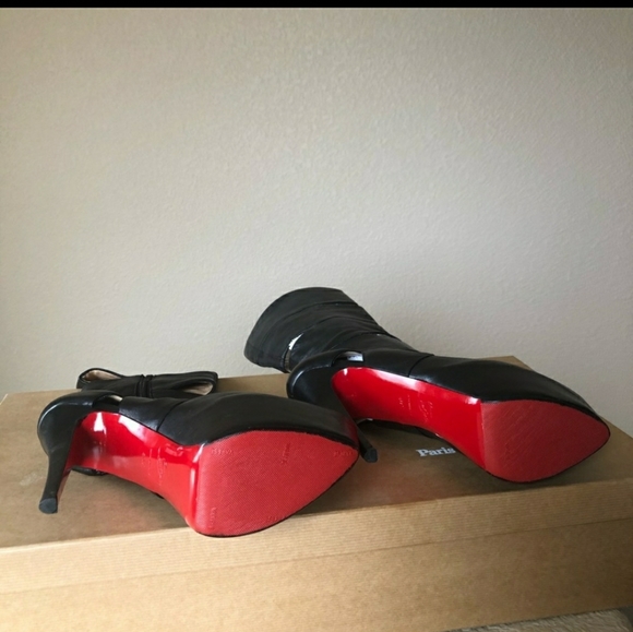 Christian Louboutin Black Platform Cut-out Boots - Picture 2 of 7